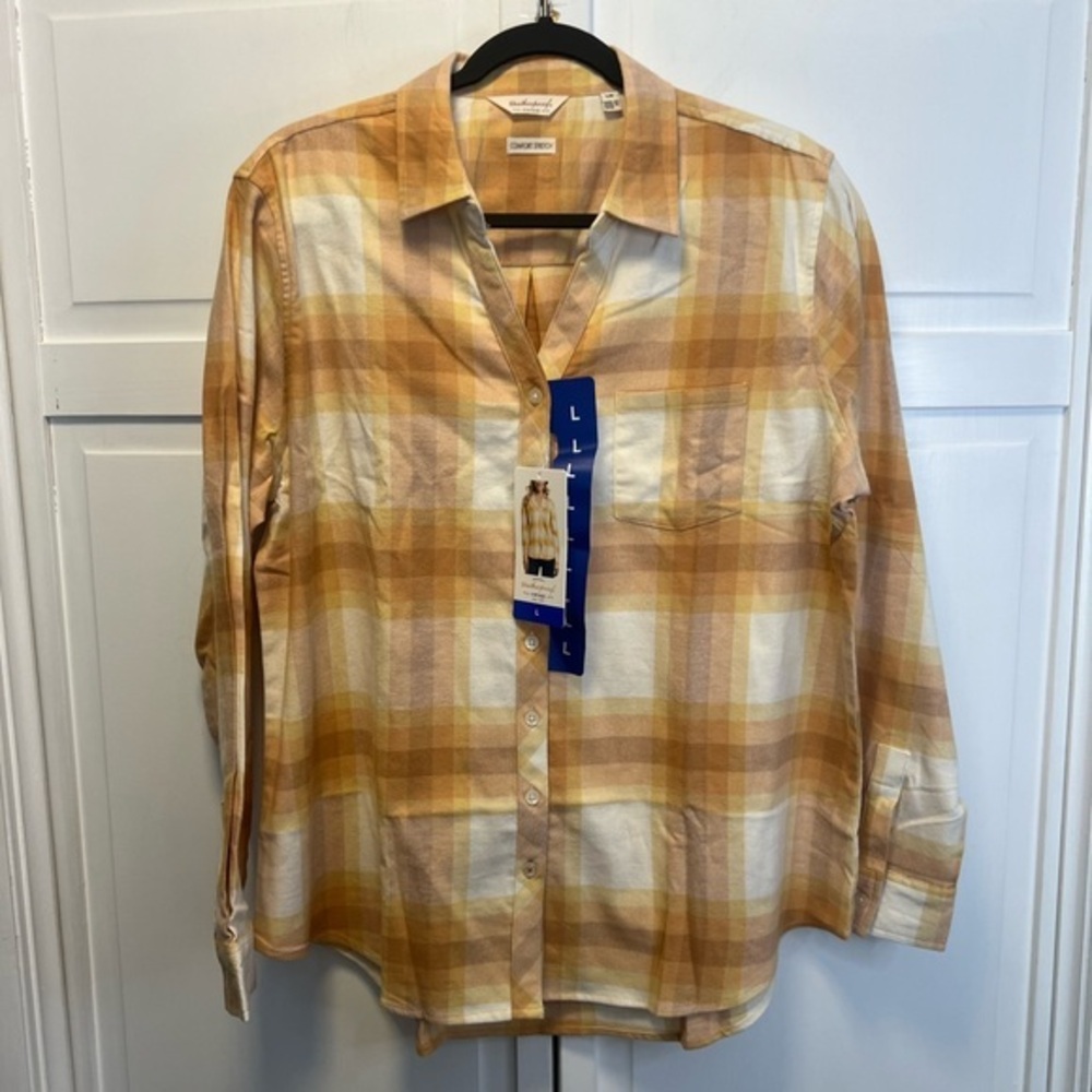 NWT Weatherproof Vintage Women’s Comfort Stretch Flannel Shirt Size Large